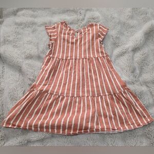 4T Little Co. Striped Coral and White Kids Dress